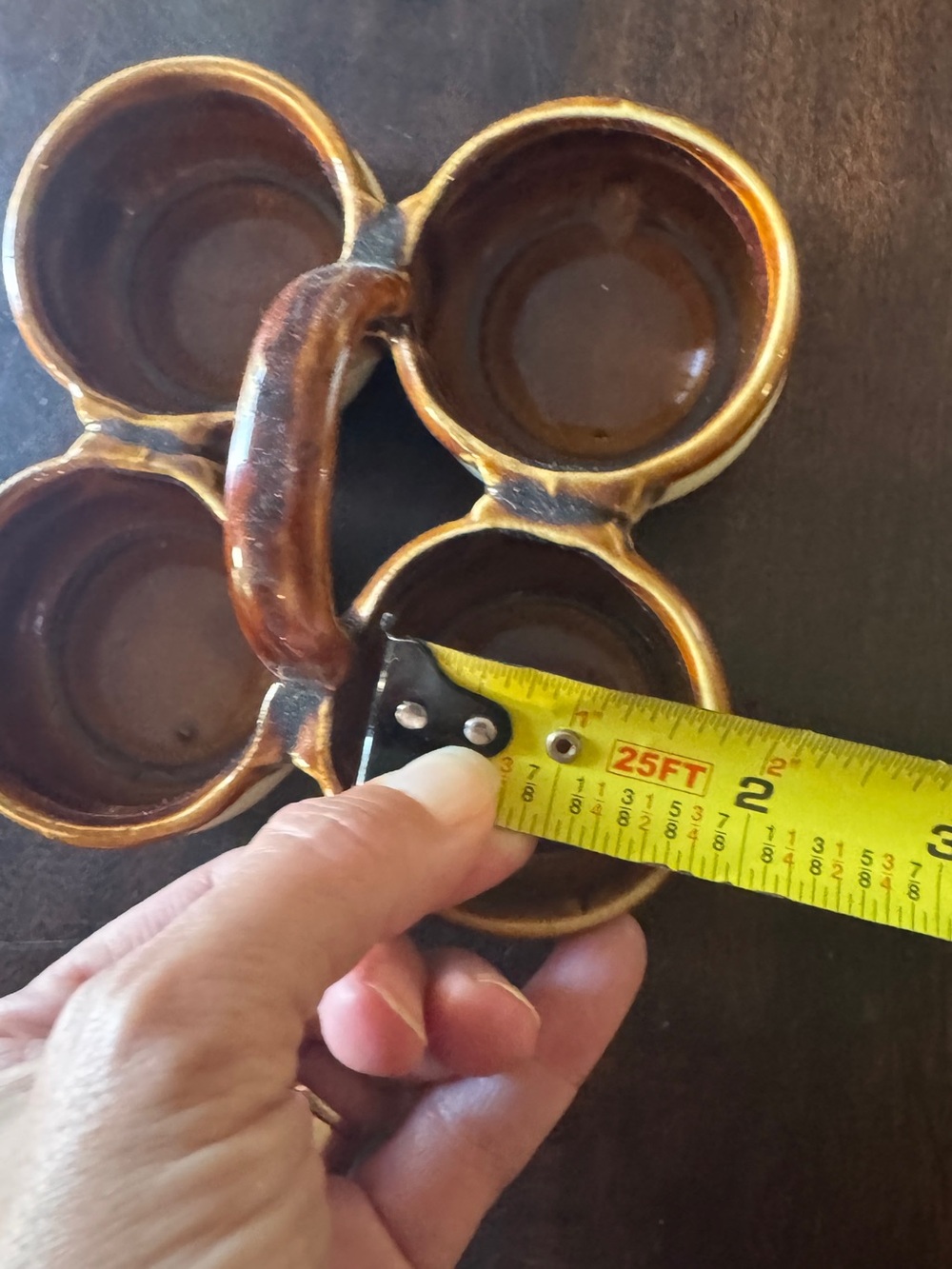 Vintage Farmhouse Crock pottery condiment caddy